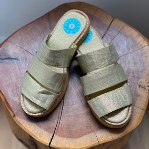 Golden straps slippers - size 5 $20
